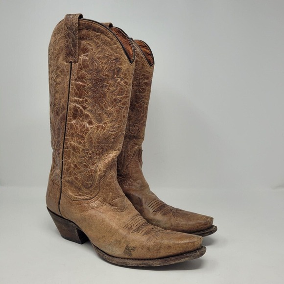 Dan Post Shoes - [SOLD]Dan Post Boots Womens 9.5M Santa Rosa Snip Toe Tan Western Cowboy DP3463